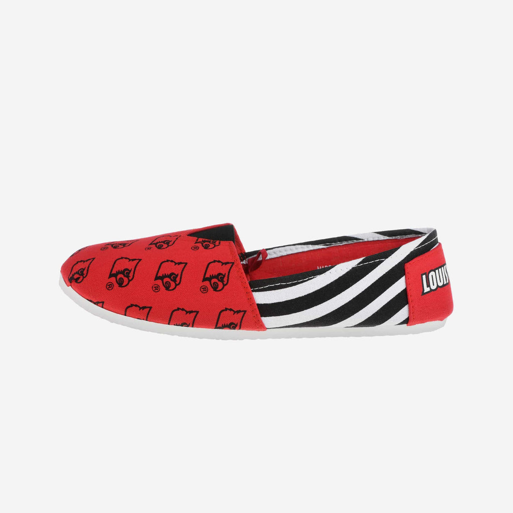 Louisville Cardinals Womens Stripe Canvas Shoe FOCO - FOCO.com