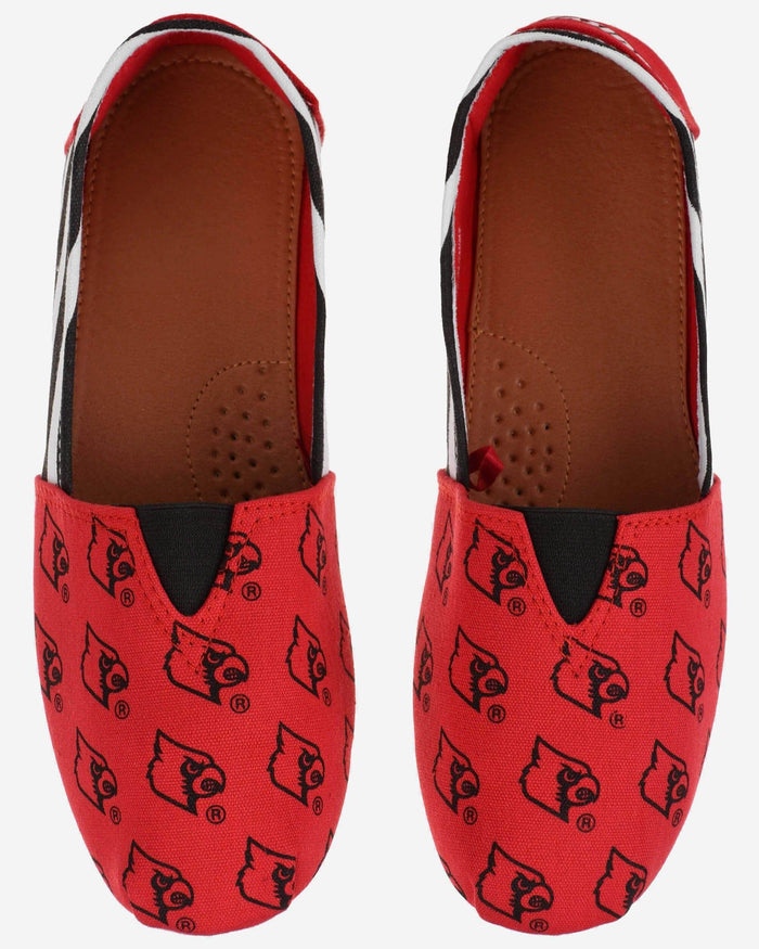 Louisville Cardinals Womens Stripe Canvas Shoe FOCO - FOCO.com