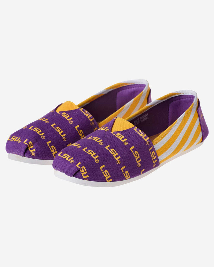 LSU Tigers Womens Stripe Canvas Shoe FOCO - FOCO.com