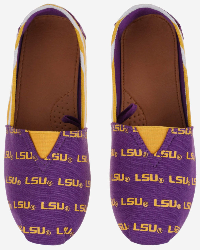 LSU Tigers Womens Stripe Canvas Shoe FOCO - FOCO.com