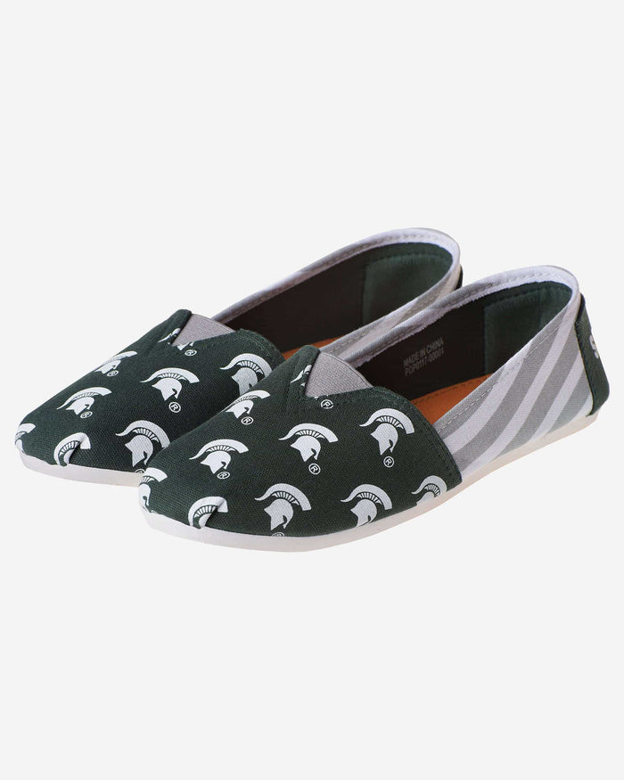 Michigan State Spartans Womens Stripe Canvas Shoe FOCO - FOCO.com