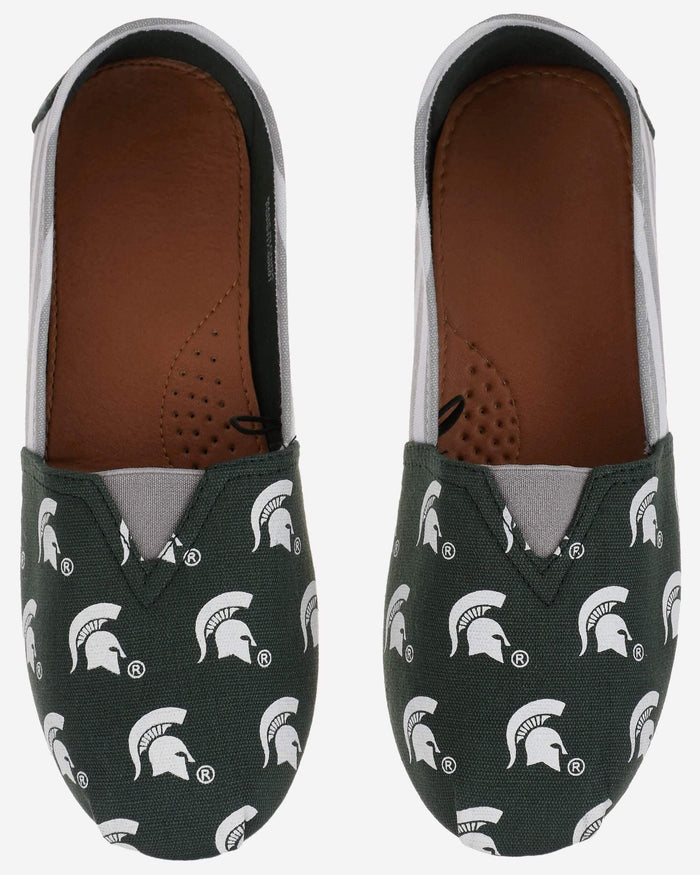 Michigan State Spartans Womens Stripe Canvas Shoe FOCO - FOCO.com