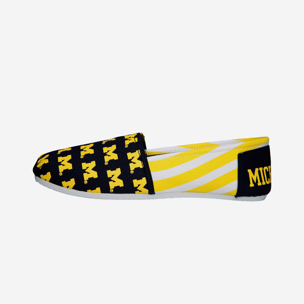 Michigan Wolverines Womens Stripe Canvas Shoe FOCO - FOCO.com