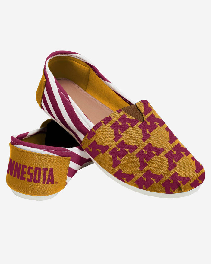 Minnesota Golden Gophers Womens Stripe Canvas Shoe FOCO - FOCO.com