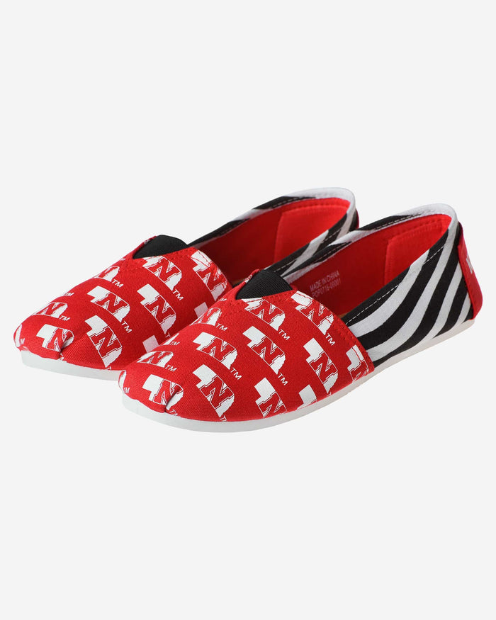 Nebraska Cornhuskers Womens Stripe Canvas Shoe FOCO - FOCO.com