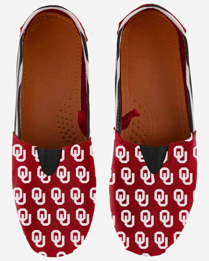 Oklahoma Sooners Womens Stripe Canvas Shoe FOCO - FOCO.com