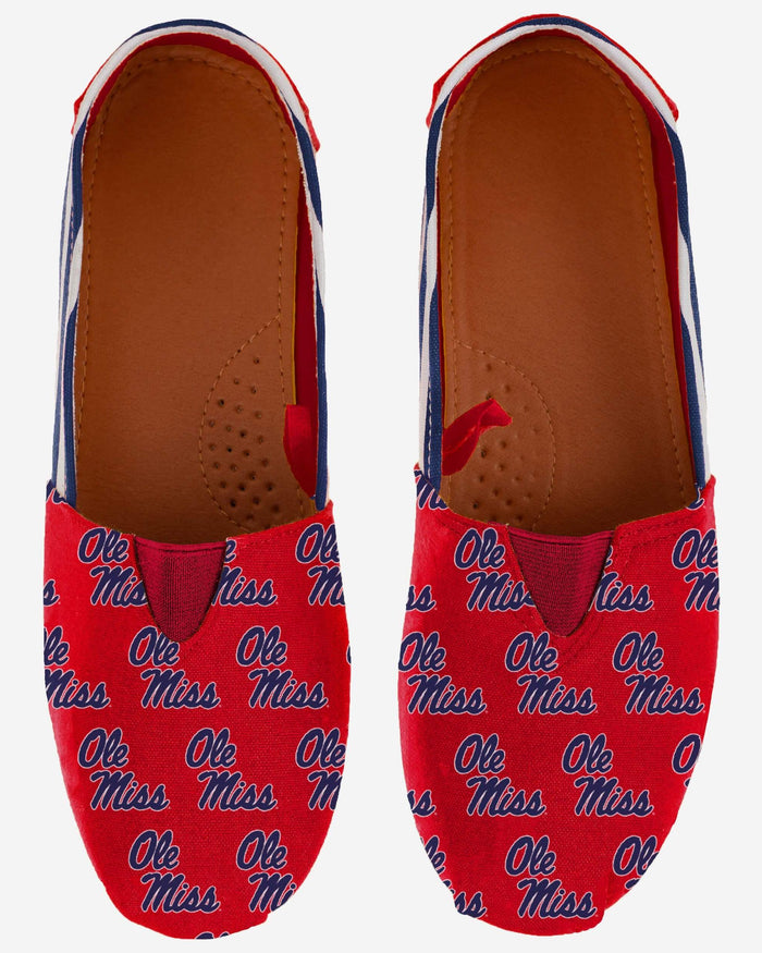 Ole Miss Rebels Womens Stripe Canvas Shoe FOCO - FOCO.com