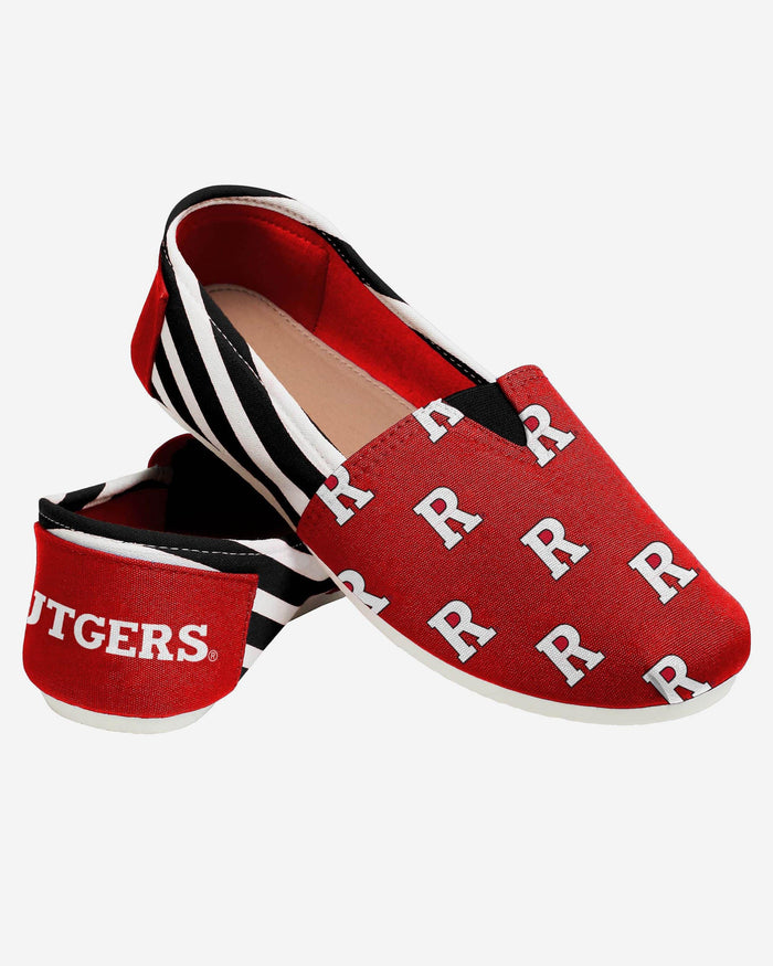 Rutgers Scarlet Knights Womens Stripe Canvas Shoe FOCO - FOCO.com