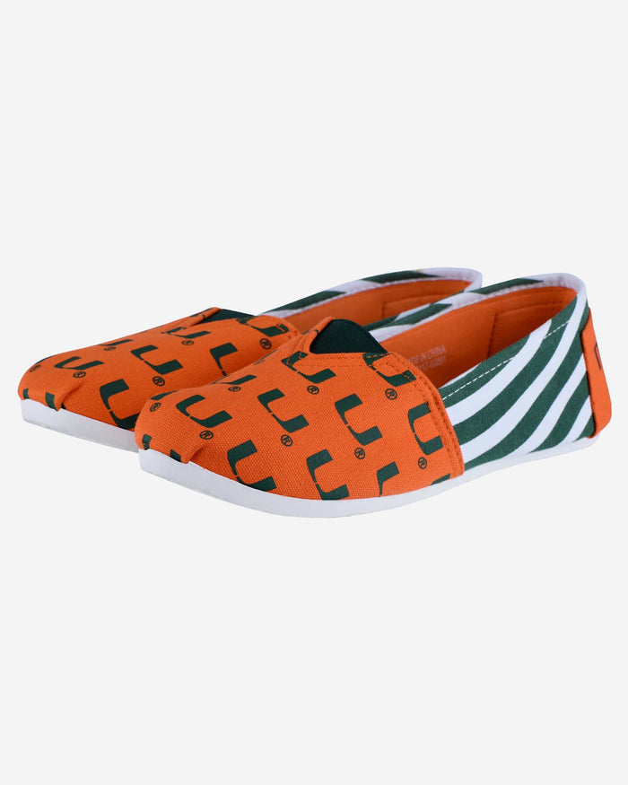 Miami Hurricanes Womens Stripe Canvas Shoe FOCO - FOCO.com