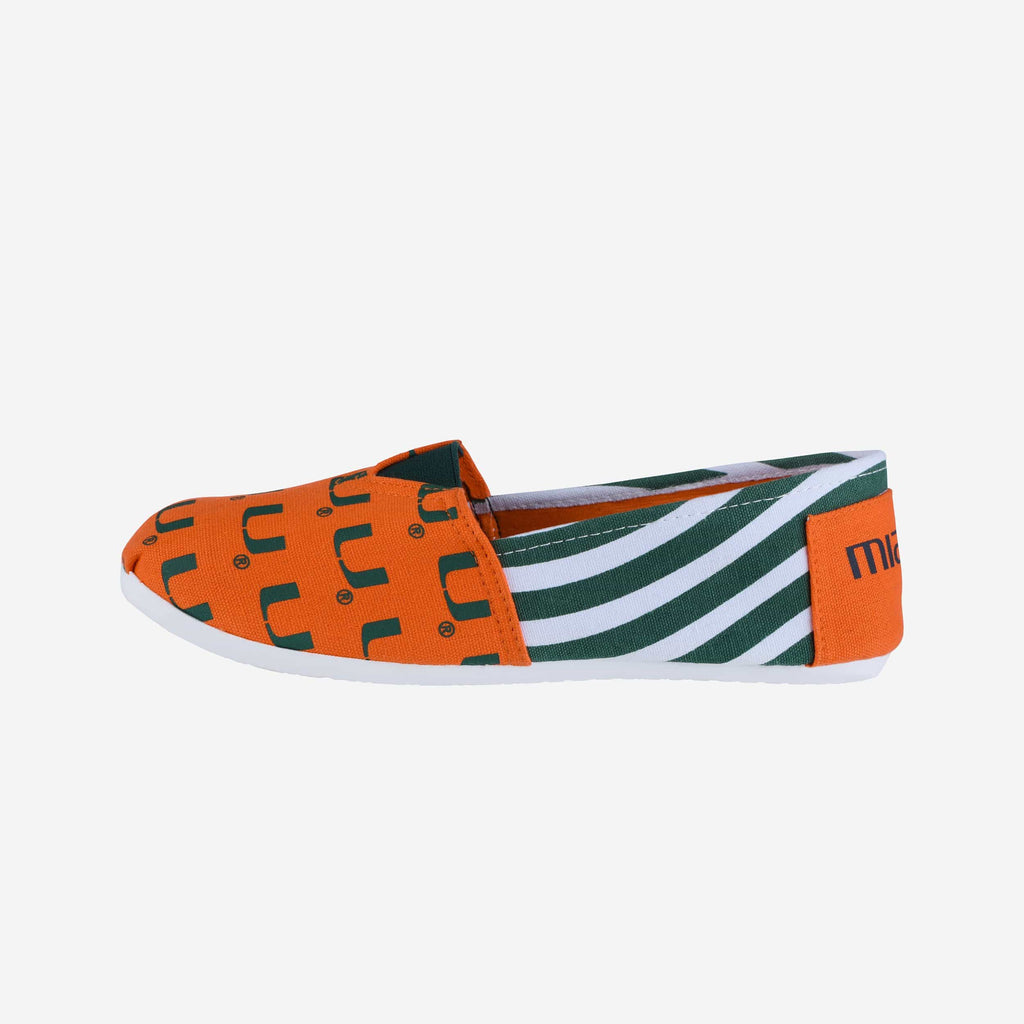 Miami Hurricanes Womens Stripe Canvas Shoe FOCO - FOCO.com