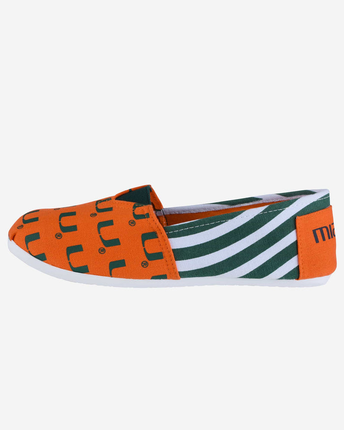 Miami Hurricanes Womens Stripe Canvas Shoe FOCO - FOCO.com