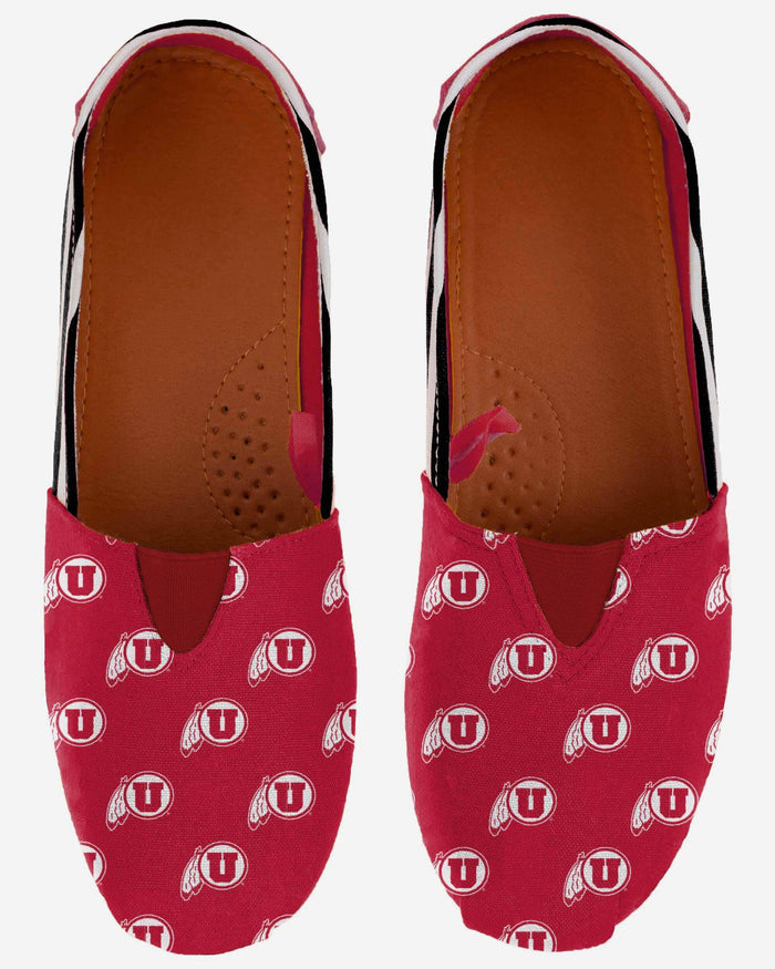 Utah Utes Womens Stripe Canvas Shoe FOCO - FOCO.com