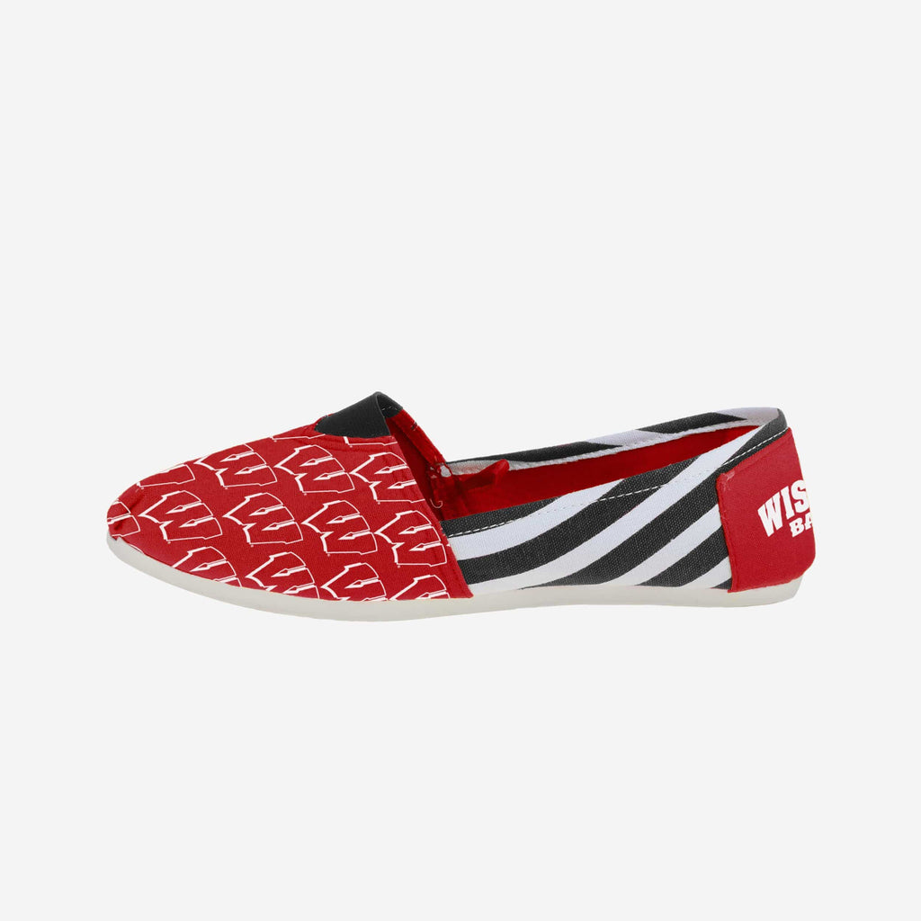 Wisconsin Badgers Womens Stripe Canvas Shoe FOCO - FOCO.com