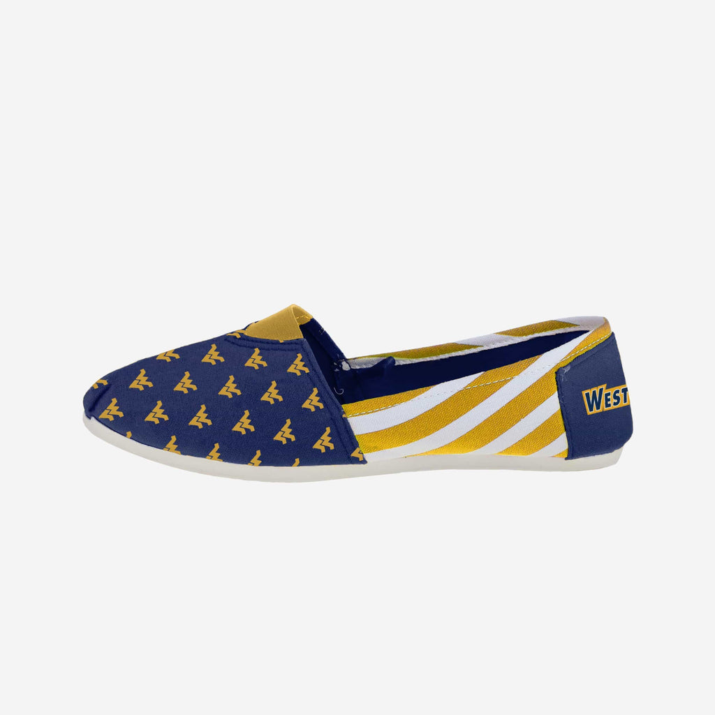 West Virginia Mountaineers Womens Stripe Canvas Shoe FOCO - FOCO.com