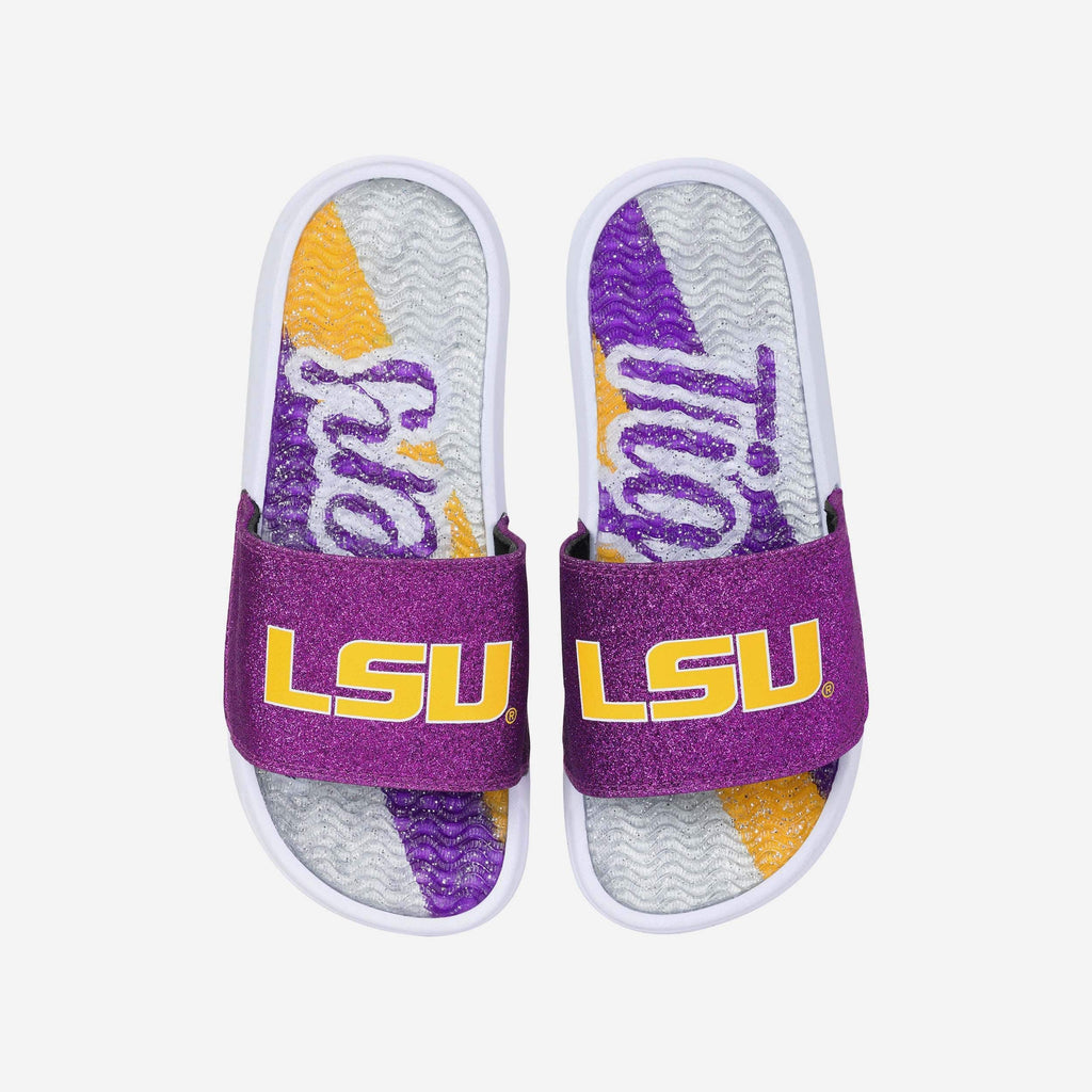 LSU Tigers Womens Glitter Gel Slide FOCO S - FOCO.com