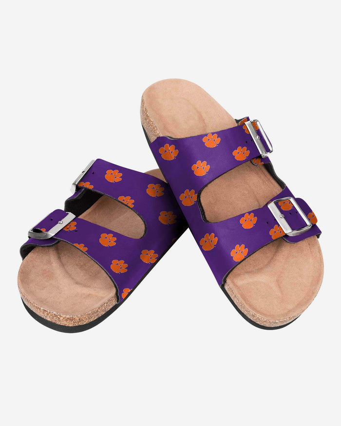 Clemson Tigers Womens Team Logo Double Buckle Sandal FOCO - FOCO.com