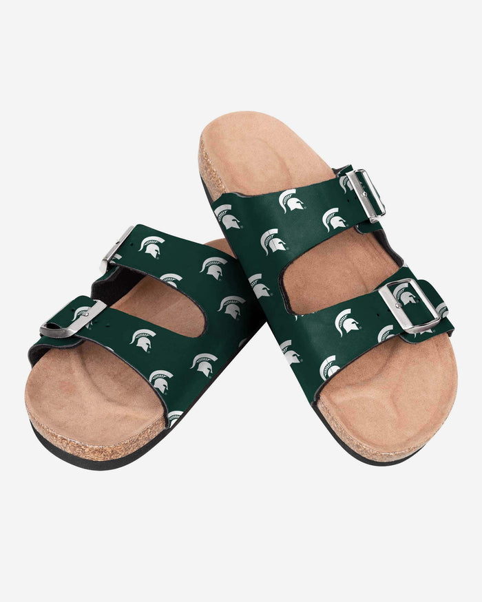 Michigan State Spartans Womens Team Logo Double Buckle Sandal FOCO - FOCO.com