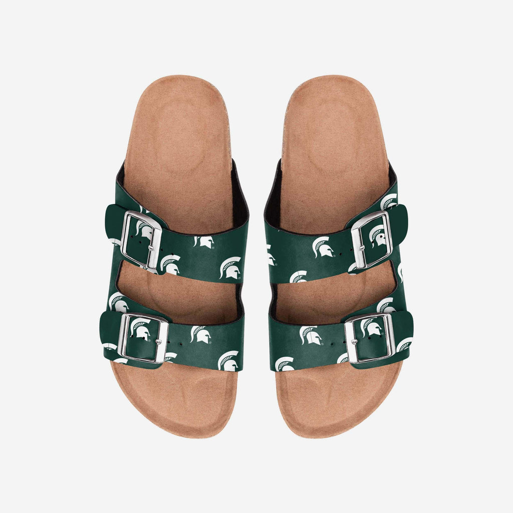 Michigan State Spartans Womens Team Logo Double Buckle Sandal FOCO S - FOCO.com