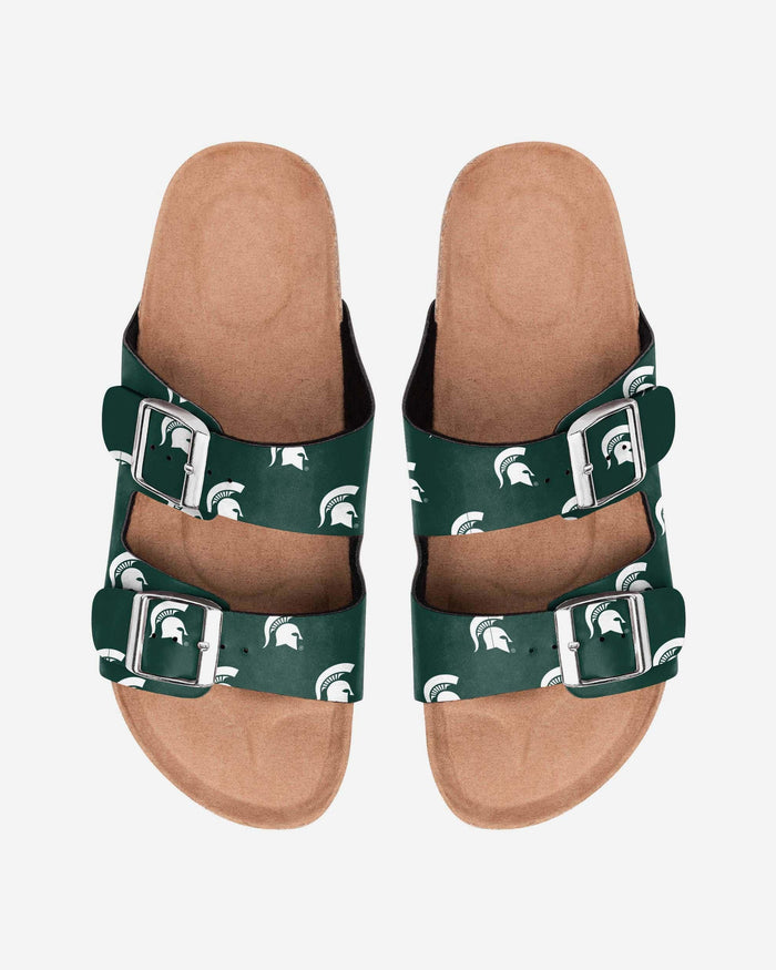 Michigan State Spartans Womens Team Logo Double Buckle Sandal FOCO S - FOCO.com