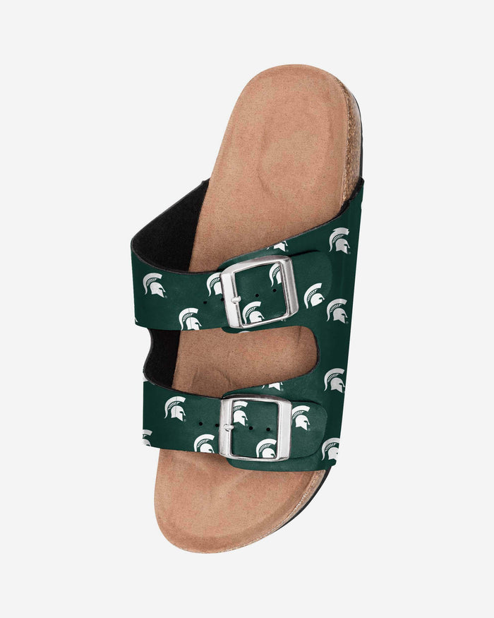 Michigan State Spartans Womens Team Logo Double Buckle Sandal FOCO - FOCO.com