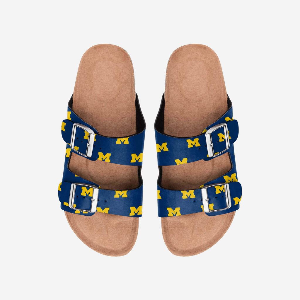 Michigan Wolverines Womens Team Logo Double Buckle Sandal FOCO S - FOCO.com