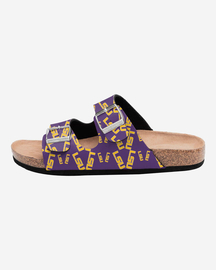 LSU Tigers Womens Mini Print Double Buckle Sandal FOCO - FOCO.com