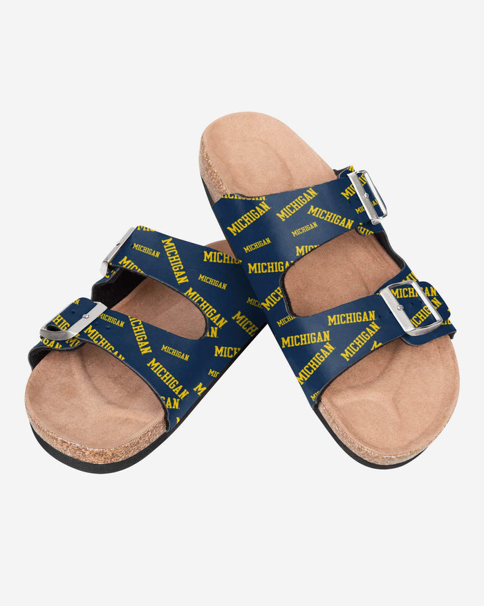 Michigan Wolverines Womens Mini Print Double Buckle Sandal FOCO - FOCO.com