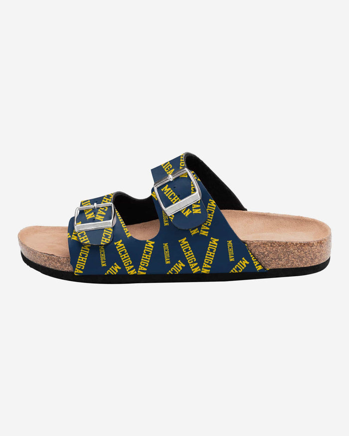 Michigan Wolverines Womens Mini Print Double Buckle Sandal FOCO - FOCO.com