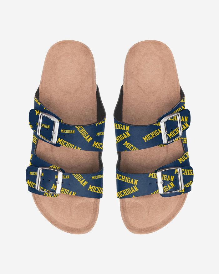 Michigan Wolverines Womens Mini Print Double Buckle Sandal FOCO S - FOCO.com