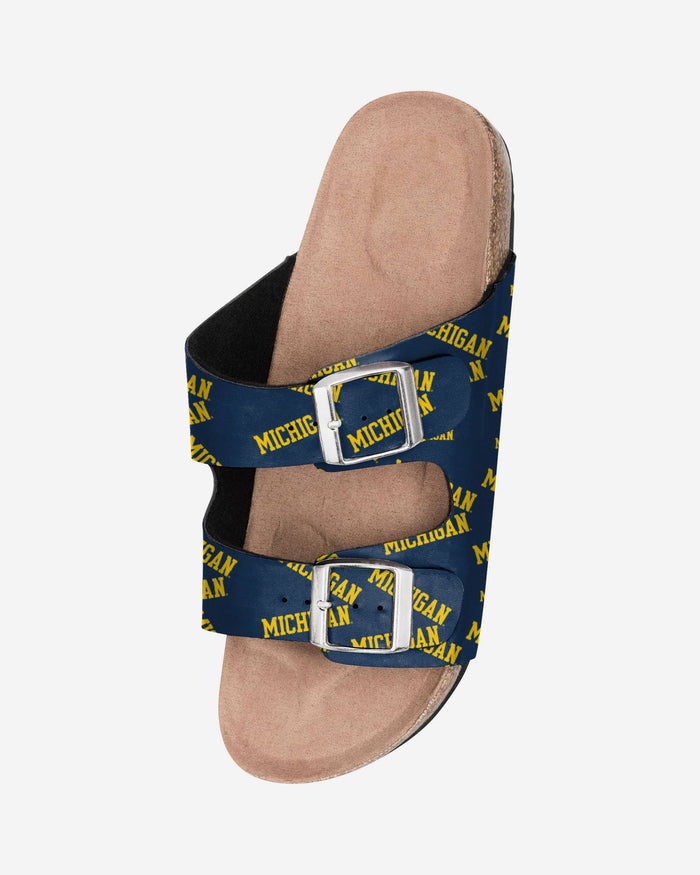 Michigan Wolverines Womens Mini Print Double Buckle Sandal FOCO - FOCO.com