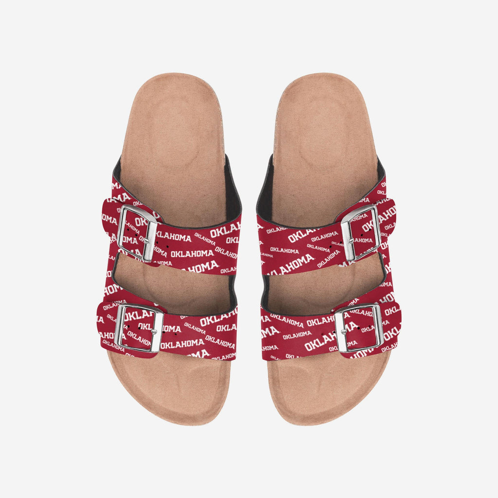 Oklahoma Sooners Womens Mini Print Double Buckle Sandal FOCO S - FOCO.com