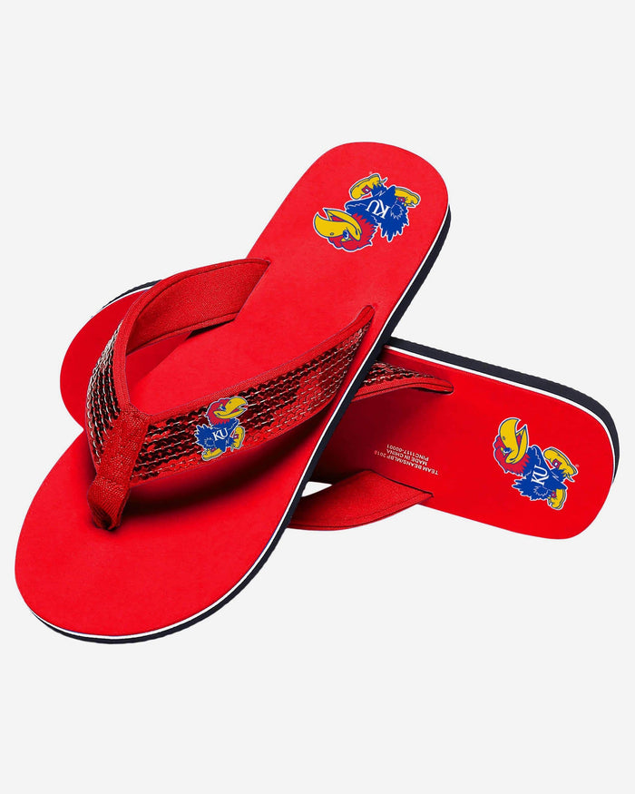 Kansas Jayhawks Womens Sequin Flip Flop FOCO - FOCO.com