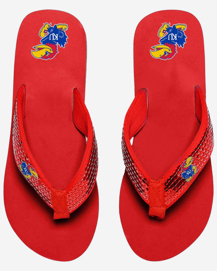 Kansas Jayhawks Womens Sequin Flip Flop FOCO - FOCO.com