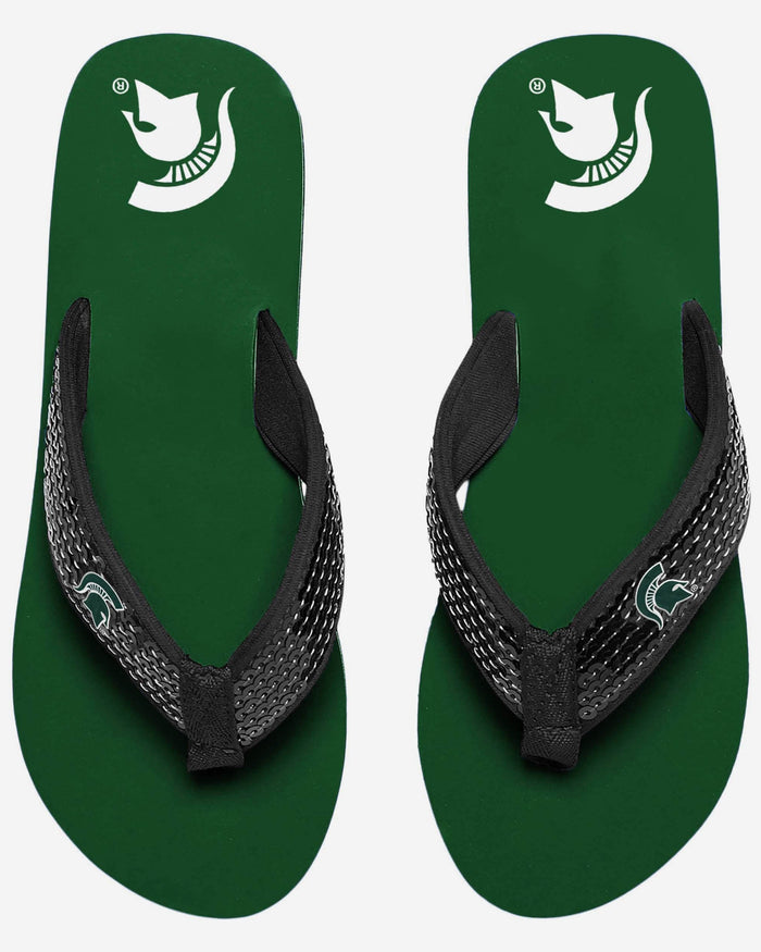 Michigan State Spartans Womens Sequin Flip Flop FOCO - FOCO.com