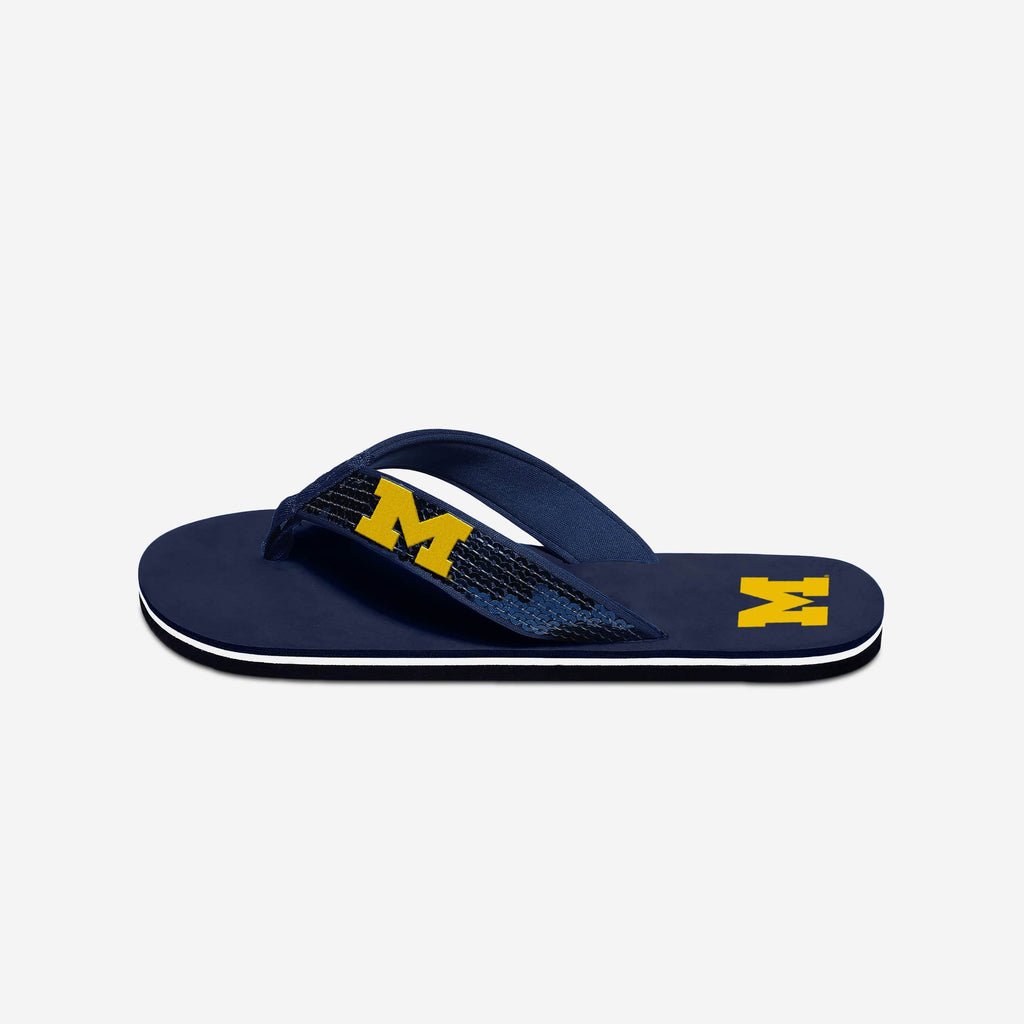 Michigan Wolverines Womens Sequin Flip Flop FOCO - FOCO.com