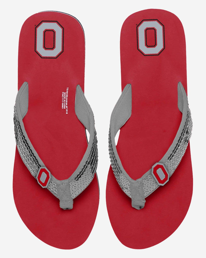 Ohio State Buckeyes Womens Sequin Flip Flop FOCO - FOCO.com