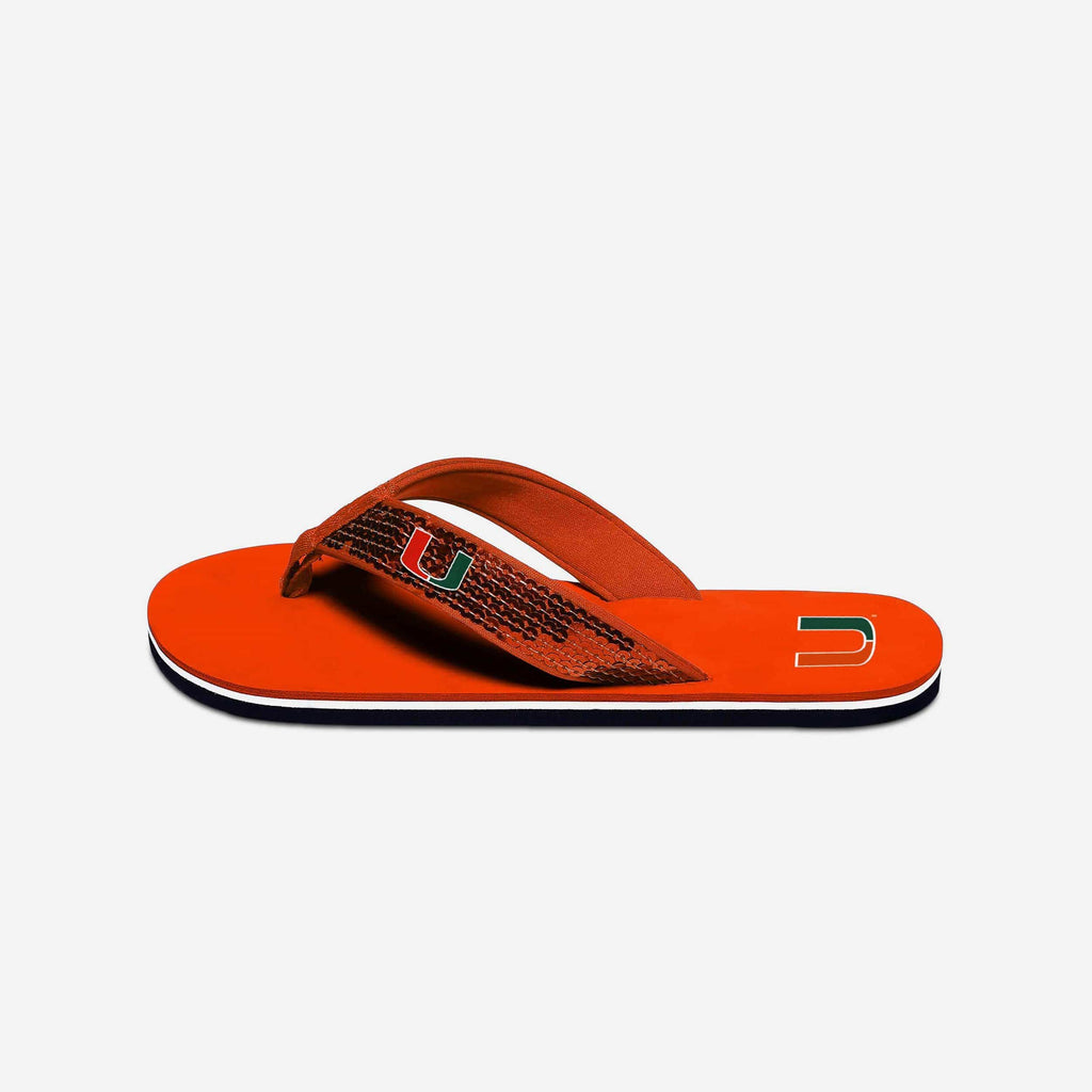 Miami Hurricanes Womens Sequin Flip Flop FOCO - FOCO.com