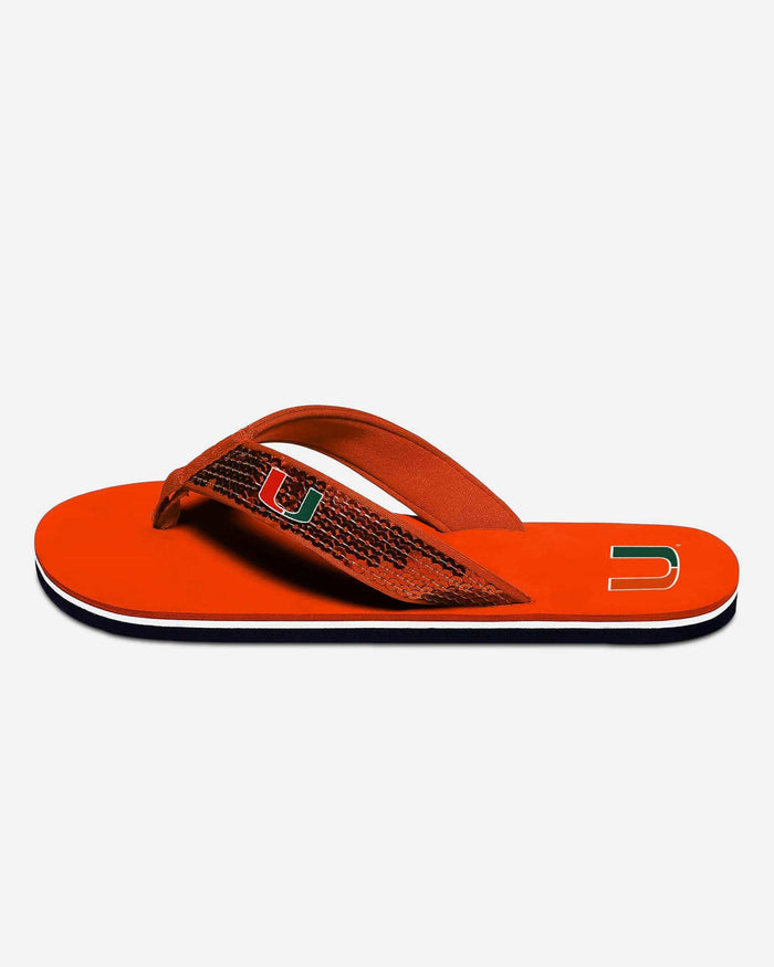 Miami Hurricanes Womens Sequin Flip Flop FOCO - FOCO.com