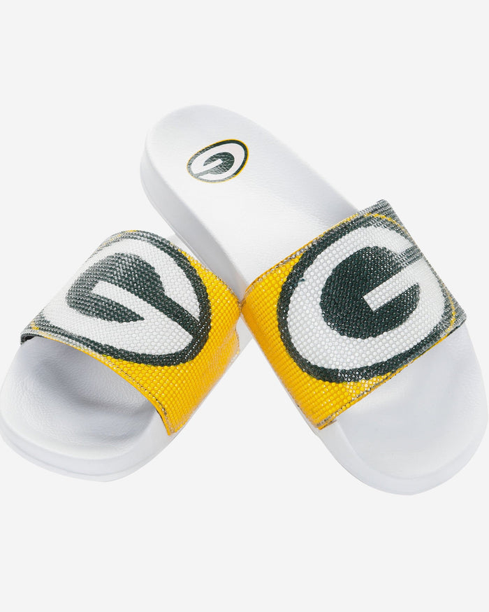 Green Bay Packers Womens Big Logo Shimmer Slide FOCO - FOCO.com