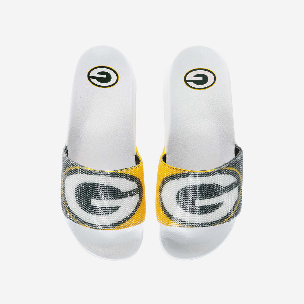 Green Bay Packers Womens Big Logo Shimmer Slide FOCO S - FOCO.com