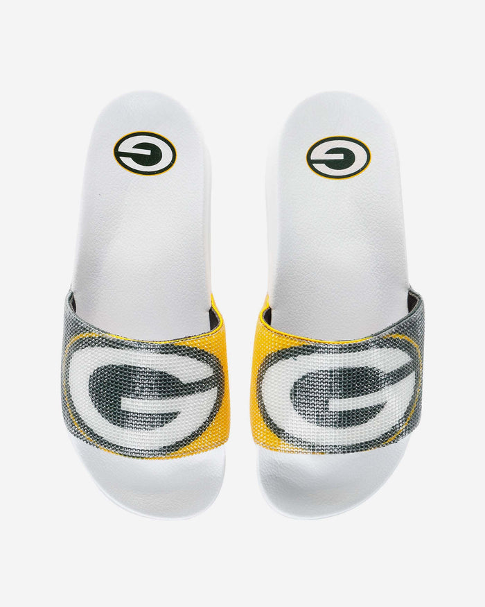 Green Bay Packers Womens Big Logo Shimmer Slide FOCO S - FOCO.com