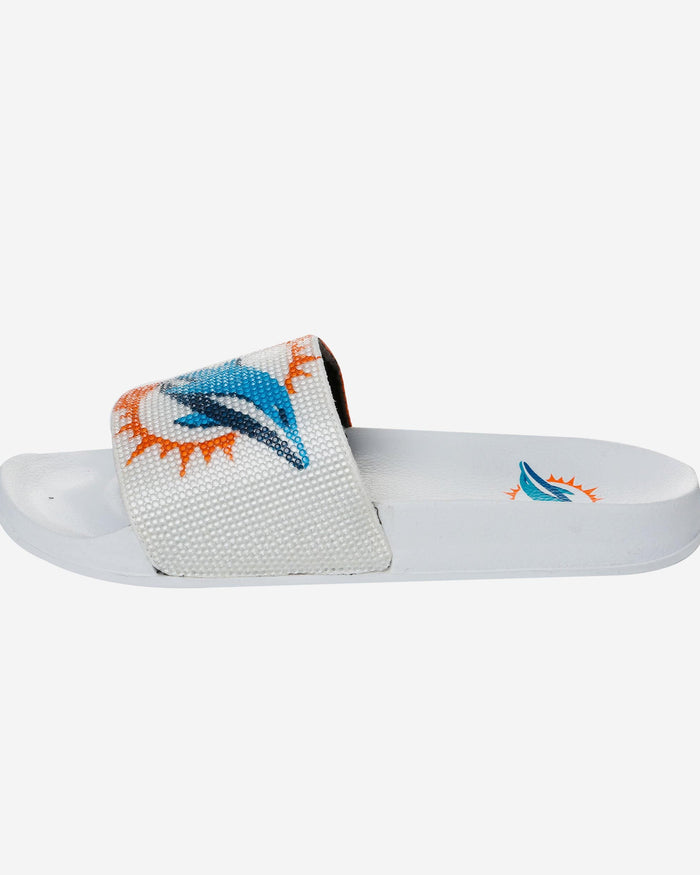 Miami Dolphins Womens Big Logo Shimmer Slide FOCO - FOCO.com