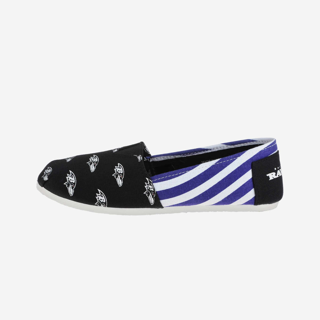 Baltimore Ravens Womens Stripe Canvas Shoe FOCO - FOCO.com