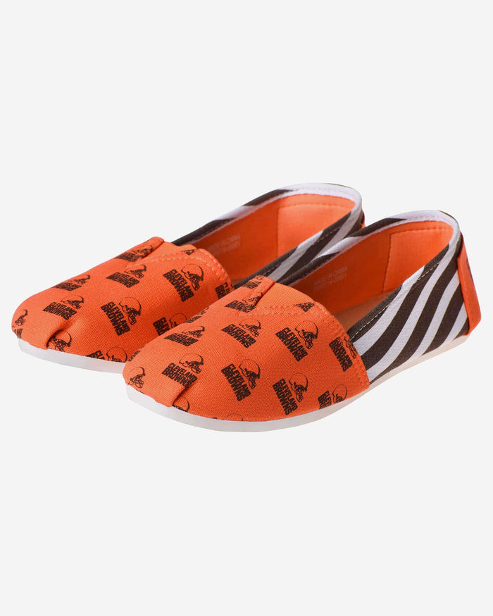 Cleveland Browns Womens Stripe Canvas Shoe FOCO - FOCO.com