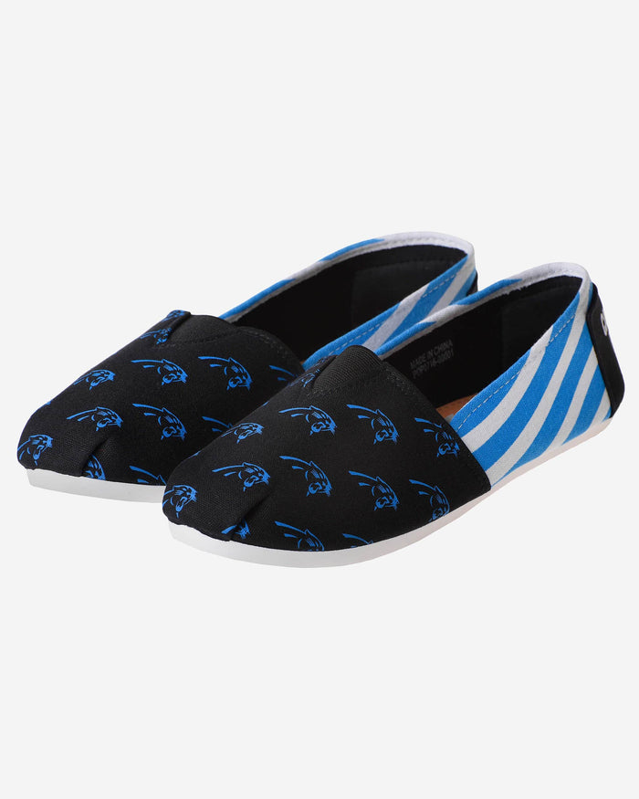 Carolina Panthers Womens Stripe Canvas Shoe FOCO - FOCO.com