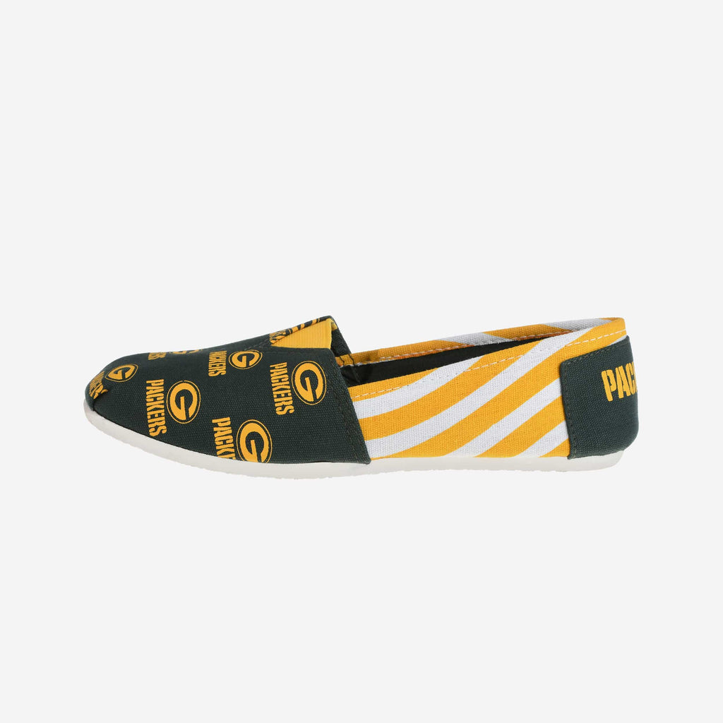 Green Bay Packers Womens Stripe Canvas Shoe FOCO - FOCO.com