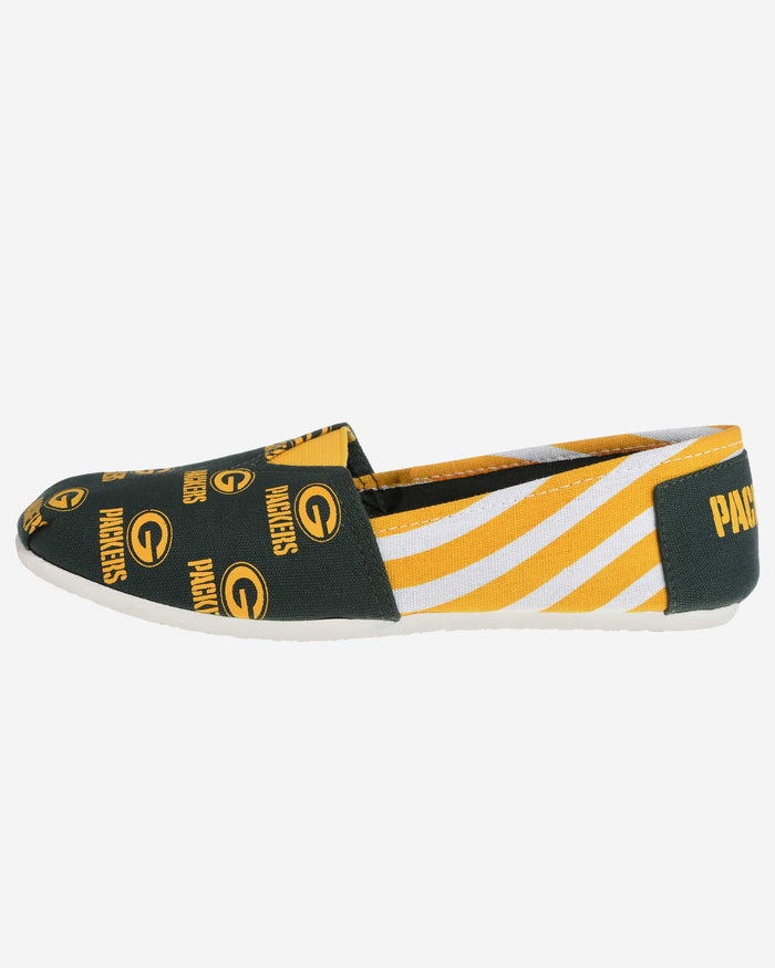 Green Bay Packers Womens Stripe Canvas Shoe FOCO - FOCO.com