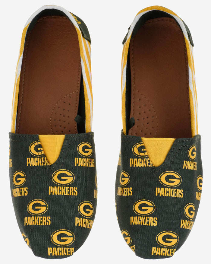 Green Bay Packers Womens Stripe Canvas Shoe FOCO - FOCO.com