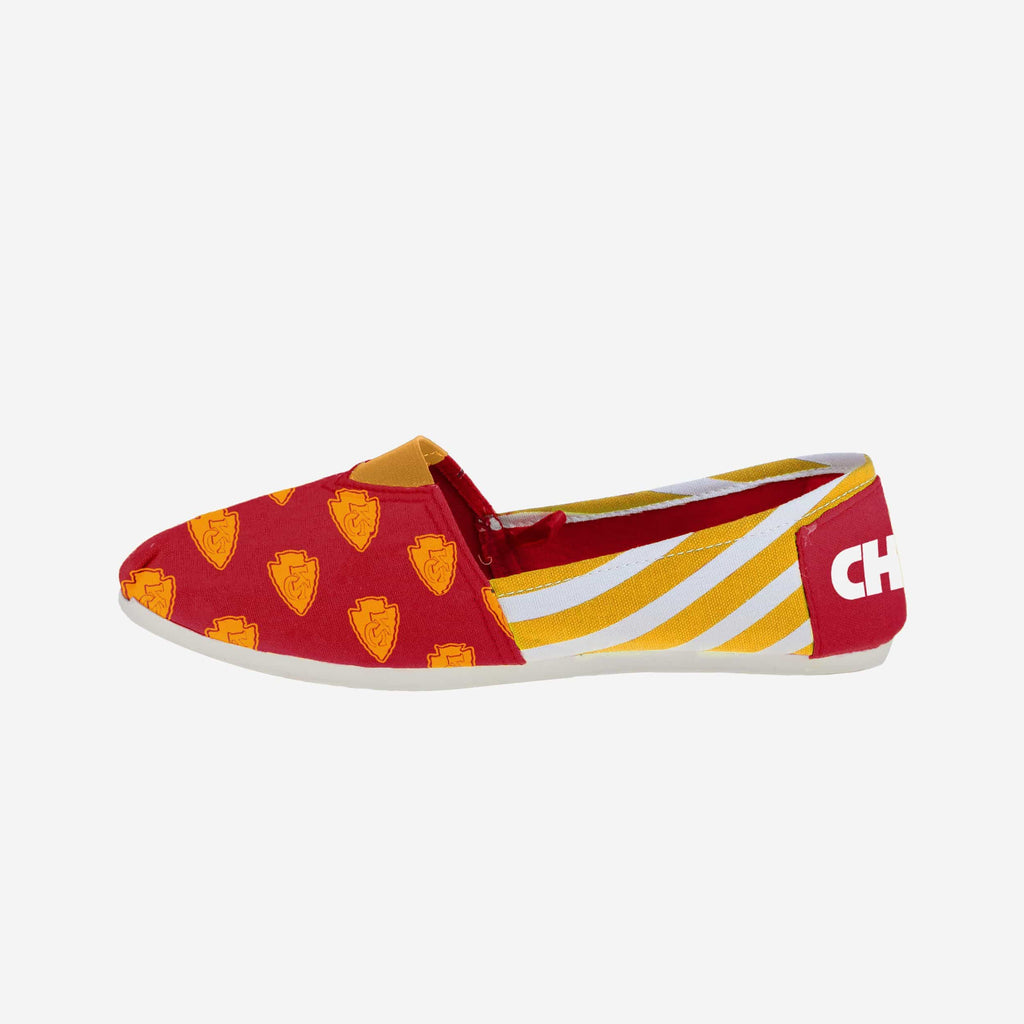 Kansas City Chiefs Womens Stripe Canvas Shoe FOCO - FOCO.com