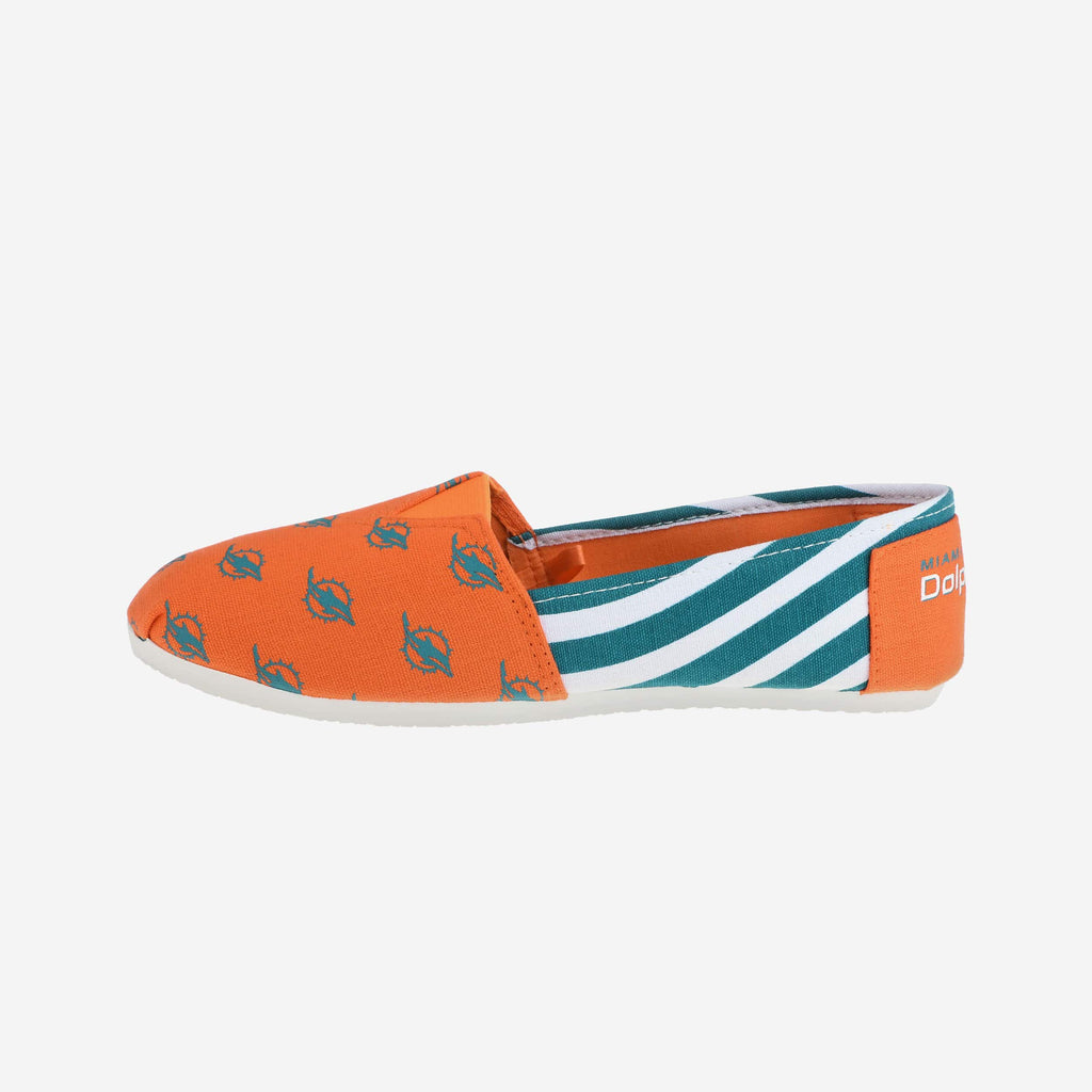 Miami Dolphins Womens Stripe Canvas Shoe FOCO - FOCO.com